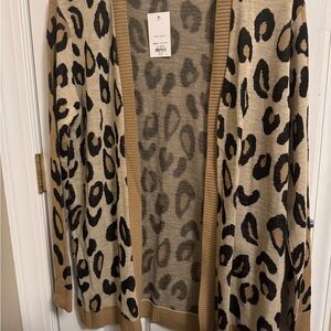 Apt9 Leopard Print Open Front Cardigan Sweater
